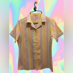 VTG Late 70s/80s Multicolor Pastel Rainbow Button-Up Shirt Juniors Size 9/10